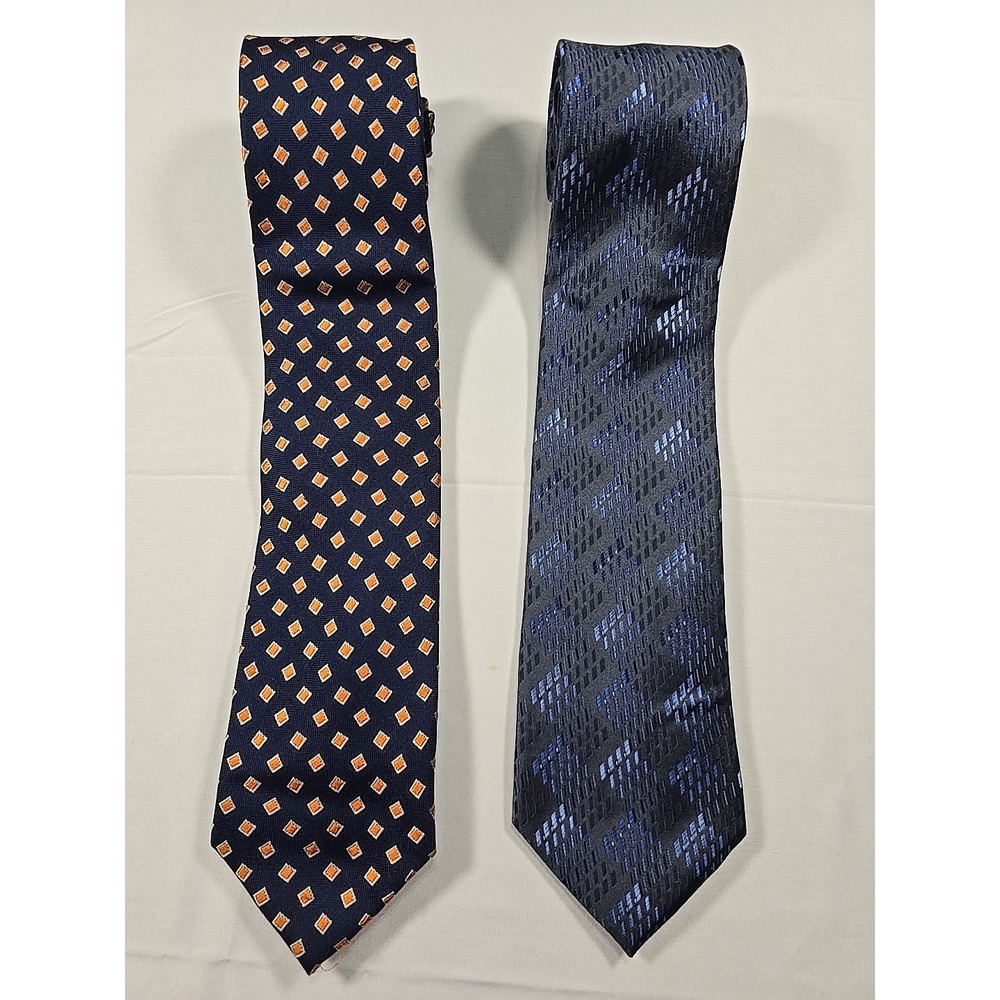 Tie Lot Of 2 JoS A Bank Joseph Abboud Mens Neck 100% Silk Designer Blue
